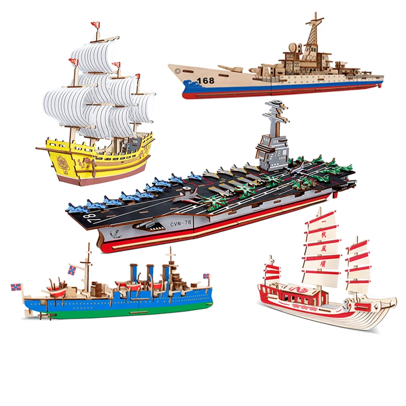 

3D wooden nautical series Puzzle children's educational toys adult decompression handmade model