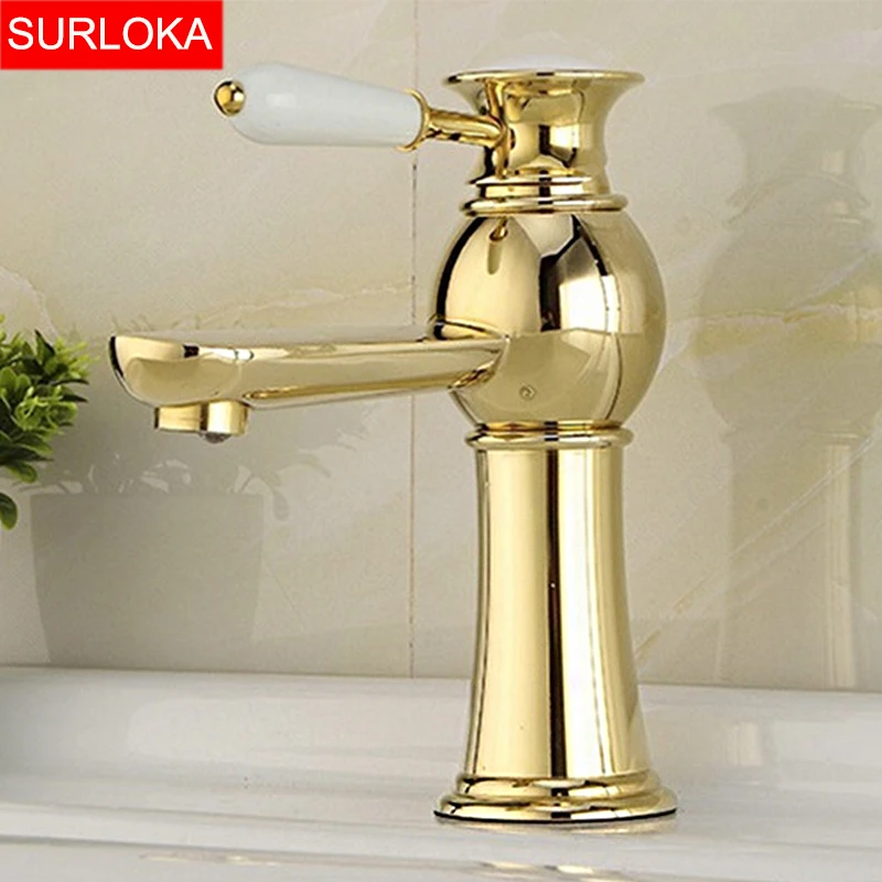 Новинка роскошный золотой смеситель для раковины в ванной комнате латунный