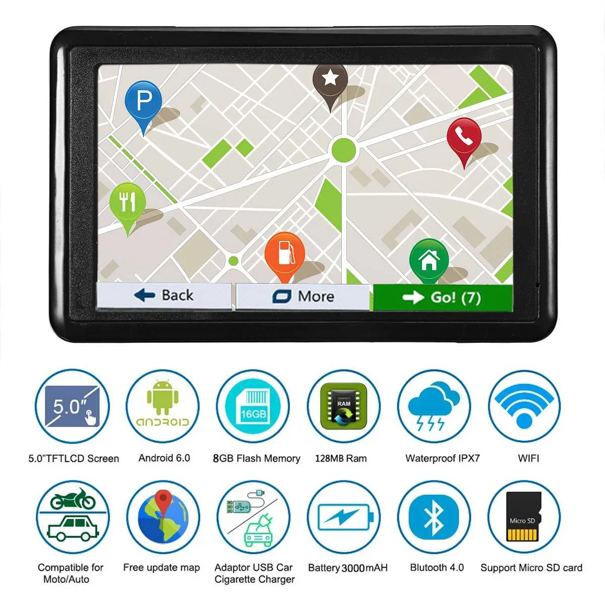 7-дюймовый HD Автомобильный грузовик GPS-навигатор 128M RAM 8gb сенсорный экран