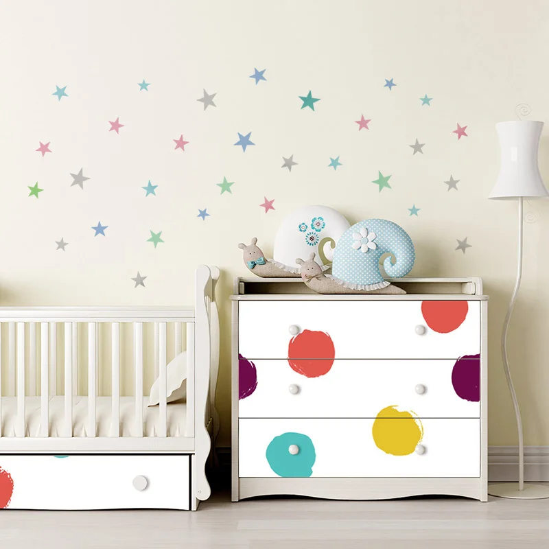 Nursery 3 Sets Stars Wall Stickers Children Decorative Decals Multiple Size Combinations Sticker For Kids Room Custom | Дом и сад