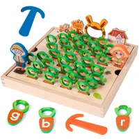 wooden box farm harvest radishes alphabet early educational toys children pulling carrot language montessori game learning toys