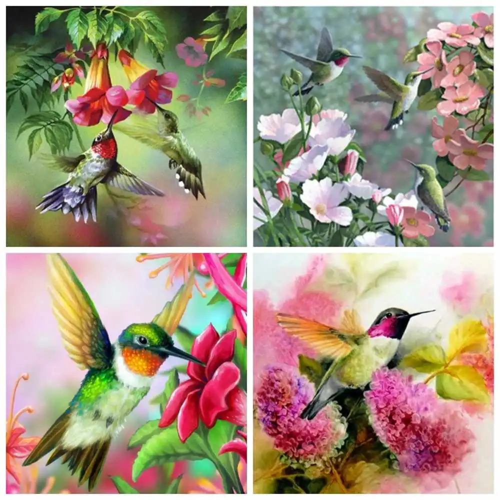 Huacan алмазная вышивка колибри картины на стену крестиком цветы из страз живопись
