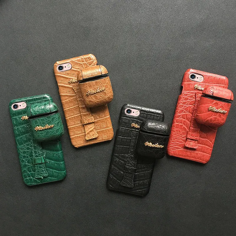 Крокодиловая кожа кожаный ремешок чехол для телефона для iPhone X 7 8 6 6S Plus XS чехол для MAX XR наушники из искусственной кожи чехол для Airpods