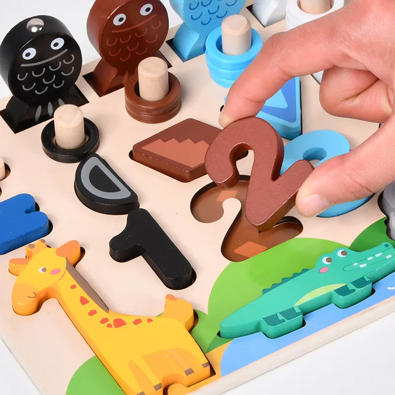 Детская игрушка Монтессори 5 в 1 занятая искусственная деревянная форма цвета