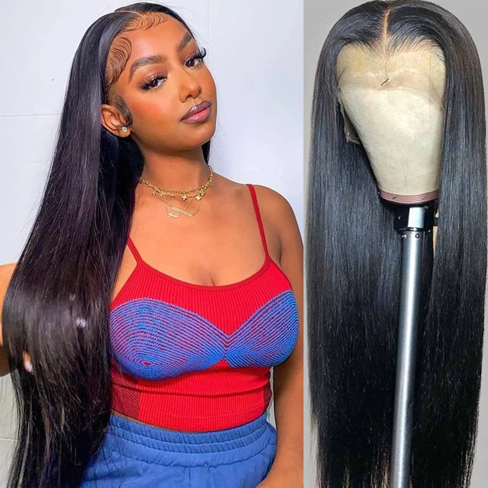 

Bone Straight Human Hair Wigs 4x4 Closure Wig With Baby Hair Pre Plucked Lace Front Human Hair Wigs 13x4 HD Lace Frontal Wig
