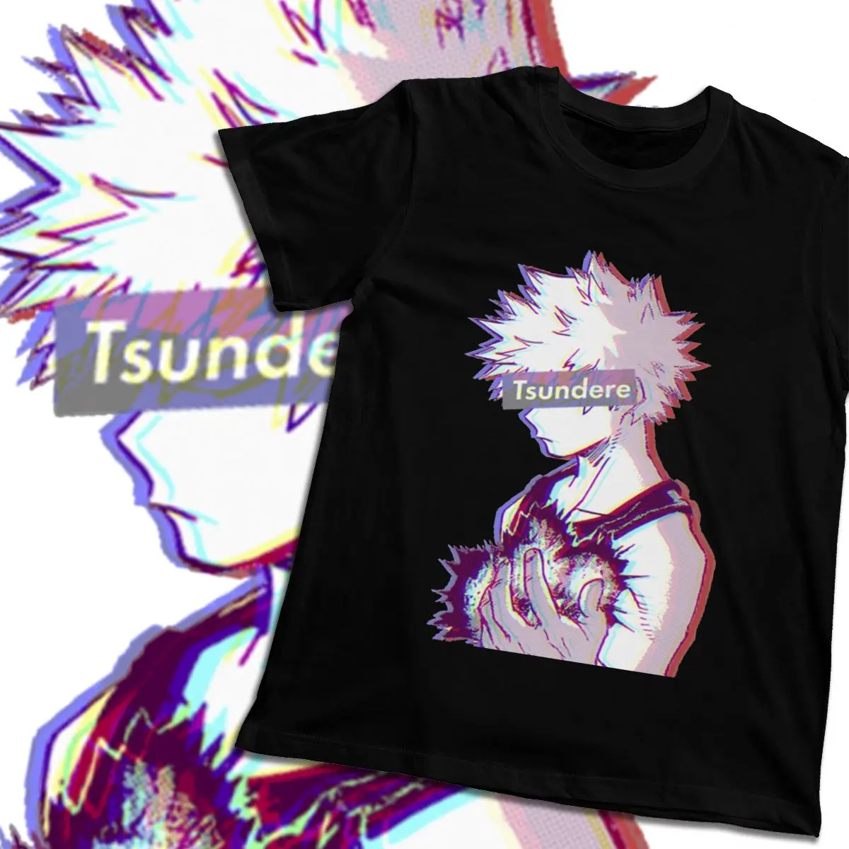 Tsundere Bakugo Boku No Hero Academia T shirt Classic Round Neck Anime For Male 100% Cotton S-6XL Tee Shirt | Мужская одежда