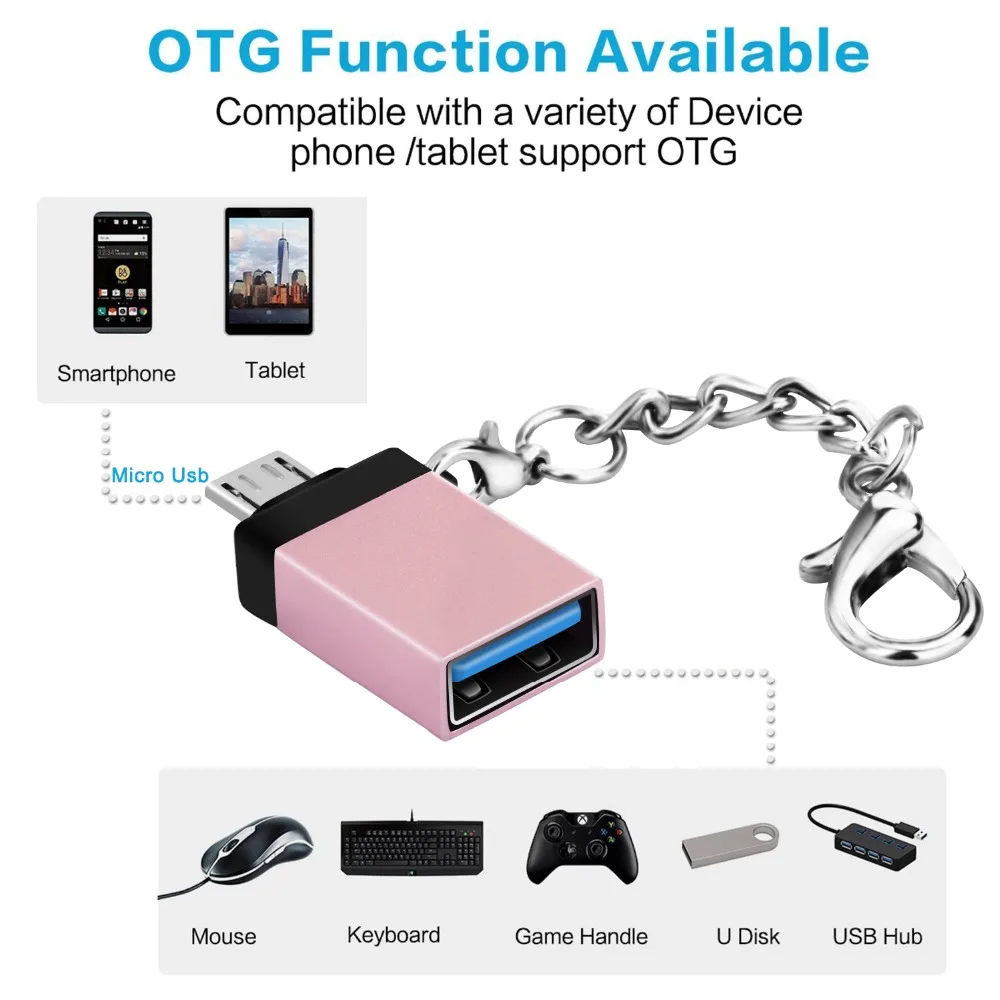 Адаптер Tongdaytech Micro USB OTG переходник с папа на мама брелоком для Android устройств Samsung