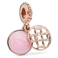 100 925 sterling silver new rose gold pink love pattern hollow pendant fit pandora women bracelet necklace diy jewelry