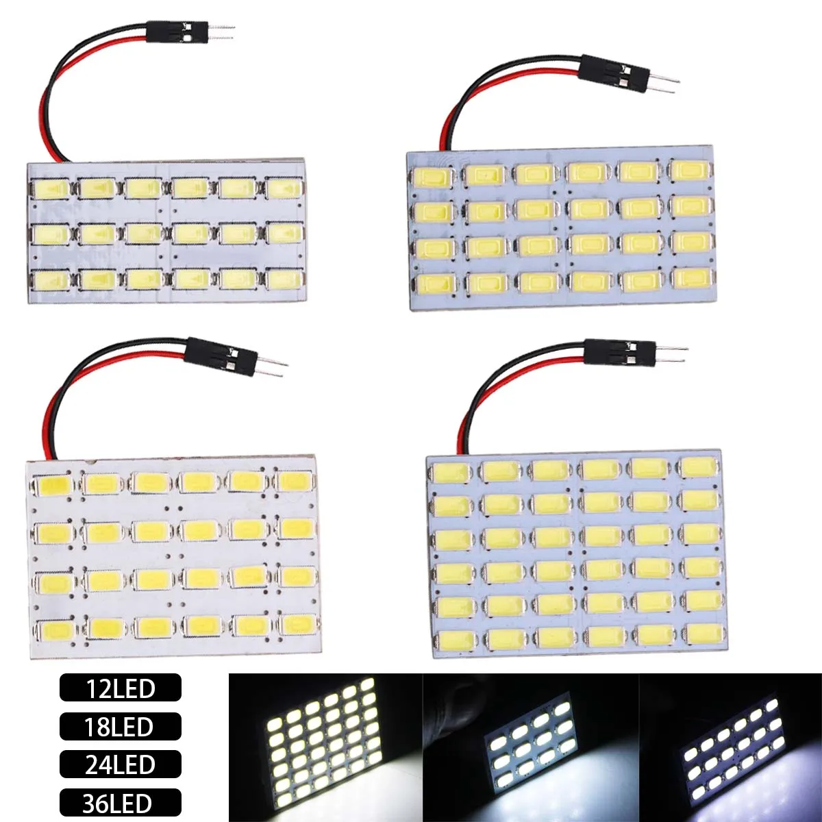 

1 шсветодиодный, Светодиодная панель для автомобиля, белого цвета, SMD 12, 18, 24, 36 светодисветодиодный, внутренняя карта на крыше, купольсветильник ПА для чтения, лампа BA9S, гирлянда T10, W5W, адаптер