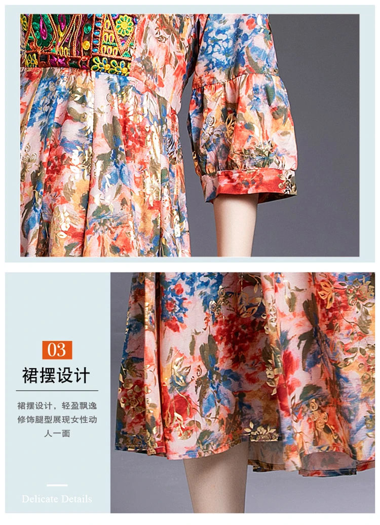 

Boho Style High Quality Woman Dress Chic Embroidery Half Sleeve Slim Dresses For Women Holiday Party Dress Women Clothes SL158