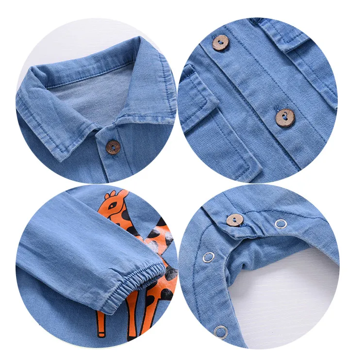 Новинка детские комбинезоны с рисунком жирафа из мультфильма джинсовые длинными