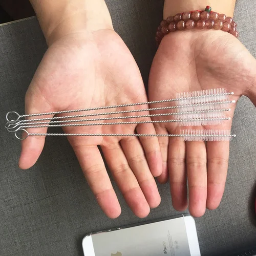 5 шт. Нержавеющая сталь Стекло нейлон соломы чистящая щетка для очистки питьевой