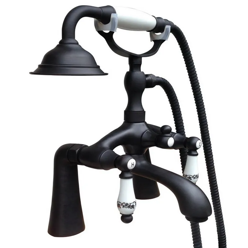 Черный Масло втирают бронзовую ванну клавфут смеситель кран ручная насадка для