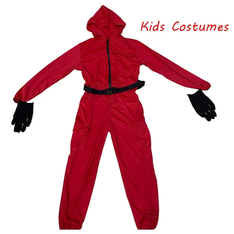

Kids Squid Game Costumes Children Villain Red Jumpsuits Round Six Round Six Role Play Uniforms Bodysuits for Child Halloween
