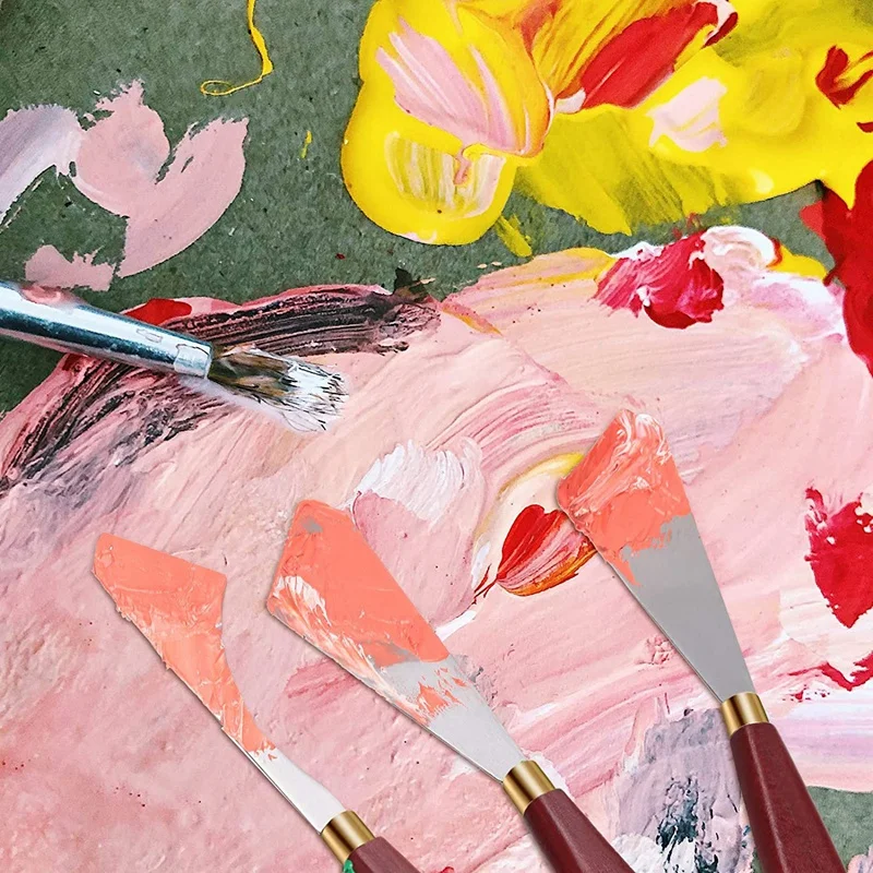 

5 Pieces Painting Knife Set Multifunctional Metal Scraper Palette Knife Oil Acrylic and Other Mixed Scrapers