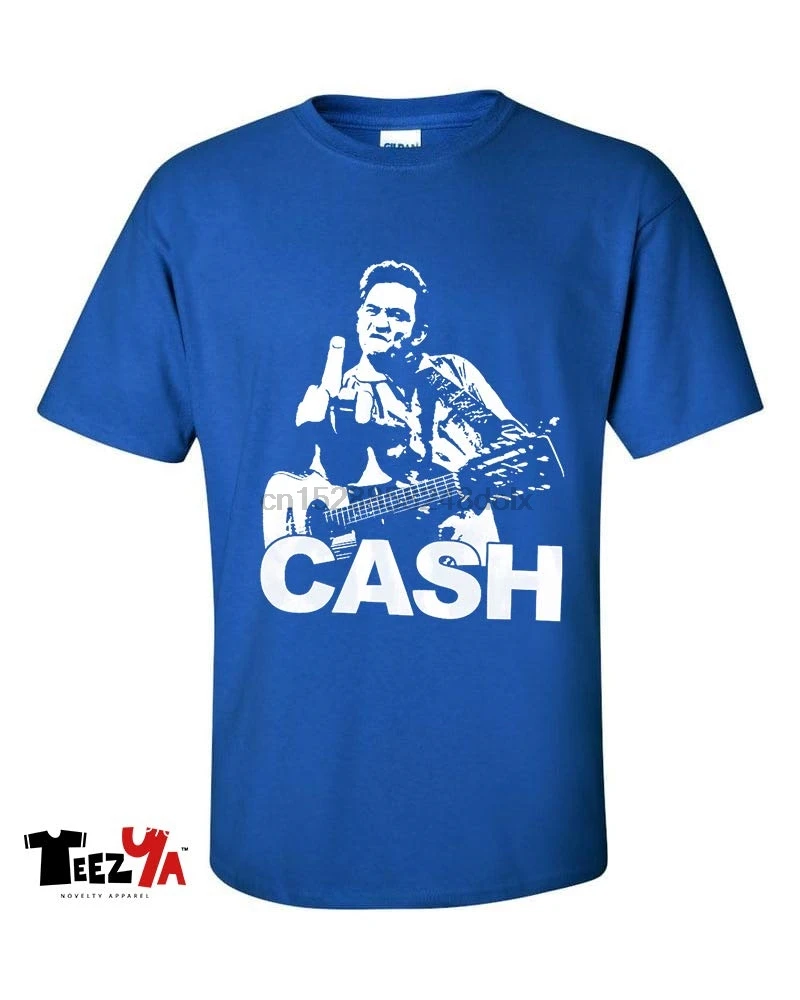 Джонни Кэша футболка человек в черном цвете средний палец Claasic Rock Tee |