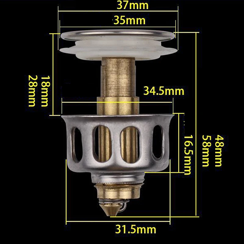 

Universal Wash Basin Bounce Drain Filter Sink Drain Vanity Stopper Bathtub Plug Trap Hair Catcher Faucet Bathroom Accessories