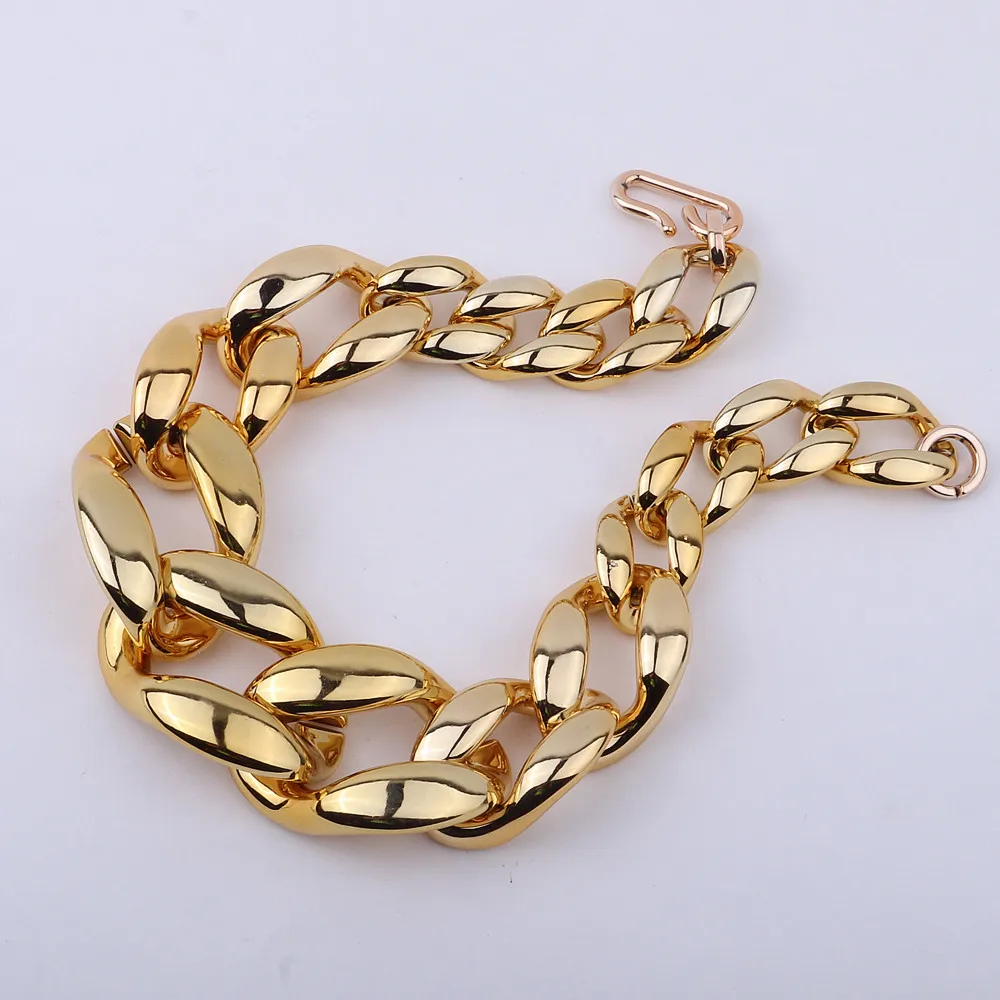 FishSheep Gold Color Acrylic Big Choker Necklace For Women Vintage Plastic Chunky Chain Collar Pendant Necklaces Fashion Jewelry
