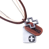 man necklace multiple layers leather rope retro personality necklace 3 color alloy cross pendant new necklace 2020 nan gift