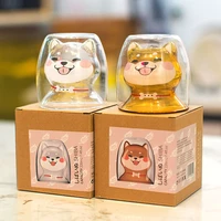 double coffee cup high borosilicate glass cold drink cup hot drink cup bear glassmilk glass milk tea glass