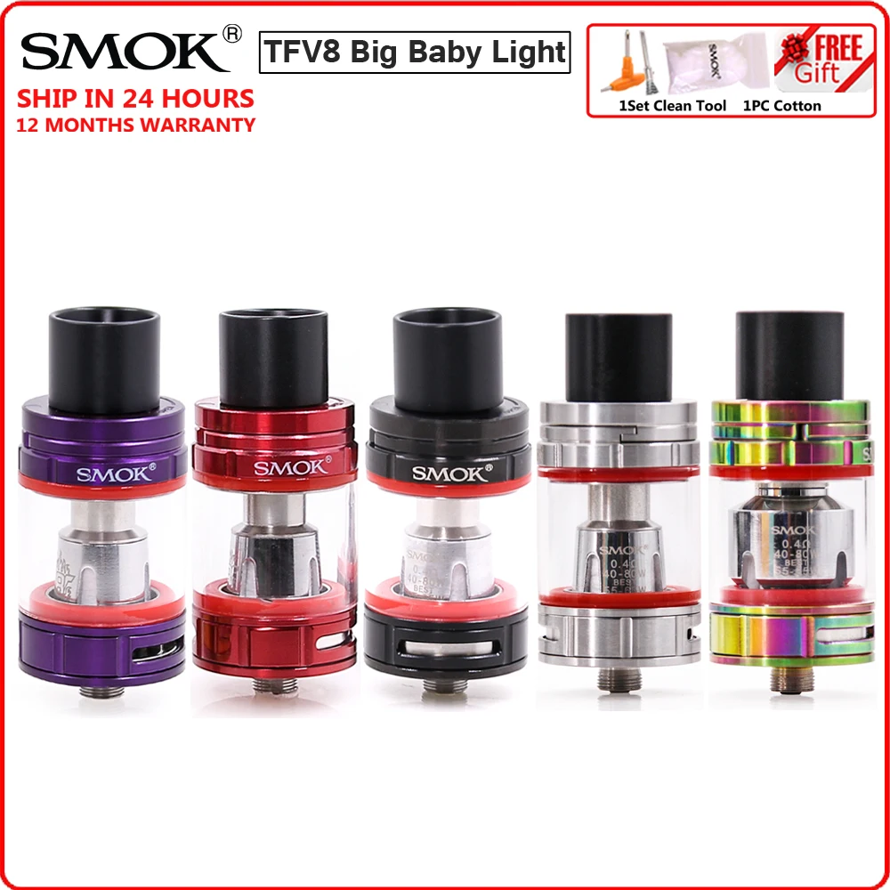 SMOK TFV8, Большой Детский Светильник, распылитель, 5 мл, испаритель, электронная сигарета, Vape танк с V8, Детские катушки, головка резистора