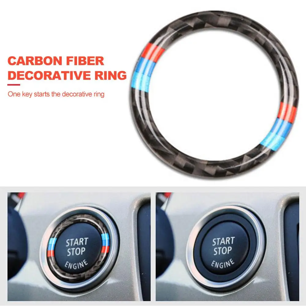 Car Carbon Fiber Engine Start Stop Push Button Ignition Key Ring Decor Trim For BMW 3 Series E90 E92 E93 E89 Z4 2009 2010 2011 |