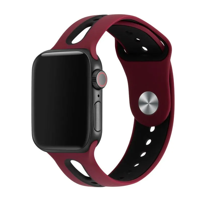 Силиконовый ремешок для apple watch band 44 мм 40 мм наручных часов iWatch, ремешок 38 мм 42 мм дышащий спортивный ремешок Браслет apple watch 5 4 3 2 1 - Цвет ремешка: Wine black