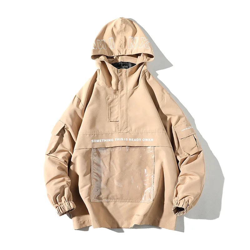 Прозрачная Толстовка Kangoo с карманом и буквенным принтом мужская куртка