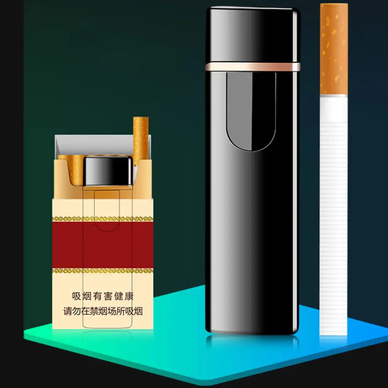 Умная сенсорная зарядная Зажигалка Ветрозащитная креативная USB Электронная