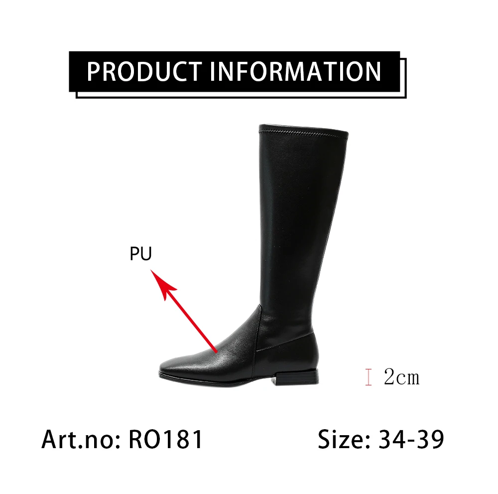 

RJN New Fashion Knee-high Boots Low-heel Classic Square Toe Zipper High Quality Women Shoes Autumn Concise Boots Brown RO181