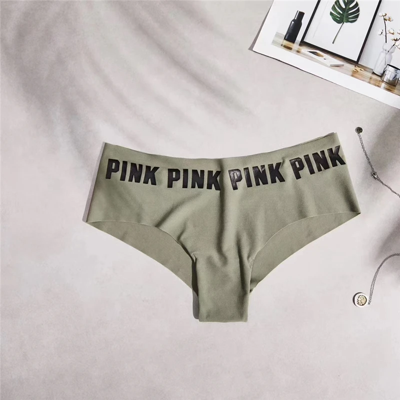 Exclusive new Sexy Seamless Briefs Fashion pink letters printing Women Panties Low Waist Briefs woman Underwear M/L