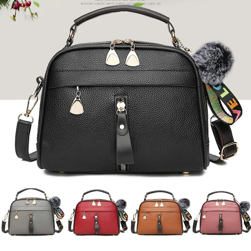 

2021 female messenger bag female female shoulder bag with ball tassel fashion PU leather female bag