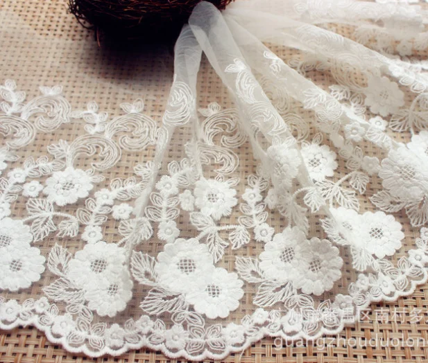 1 м нигерийская кружевная ткань с вышивкой белый хлопок отделка высокое качество