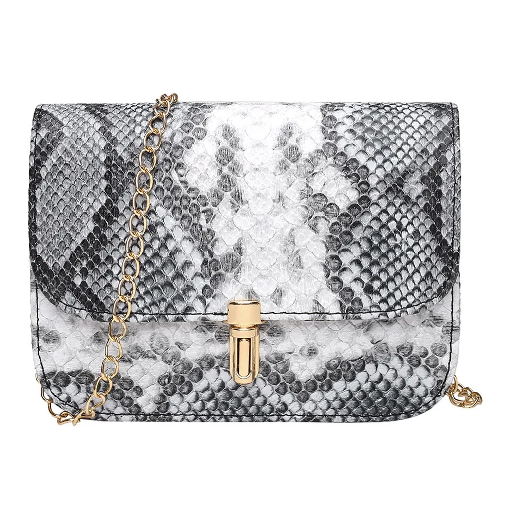 Модный женский пакет Aelicy модная женская сумка через плечо с замком змеиной кожи