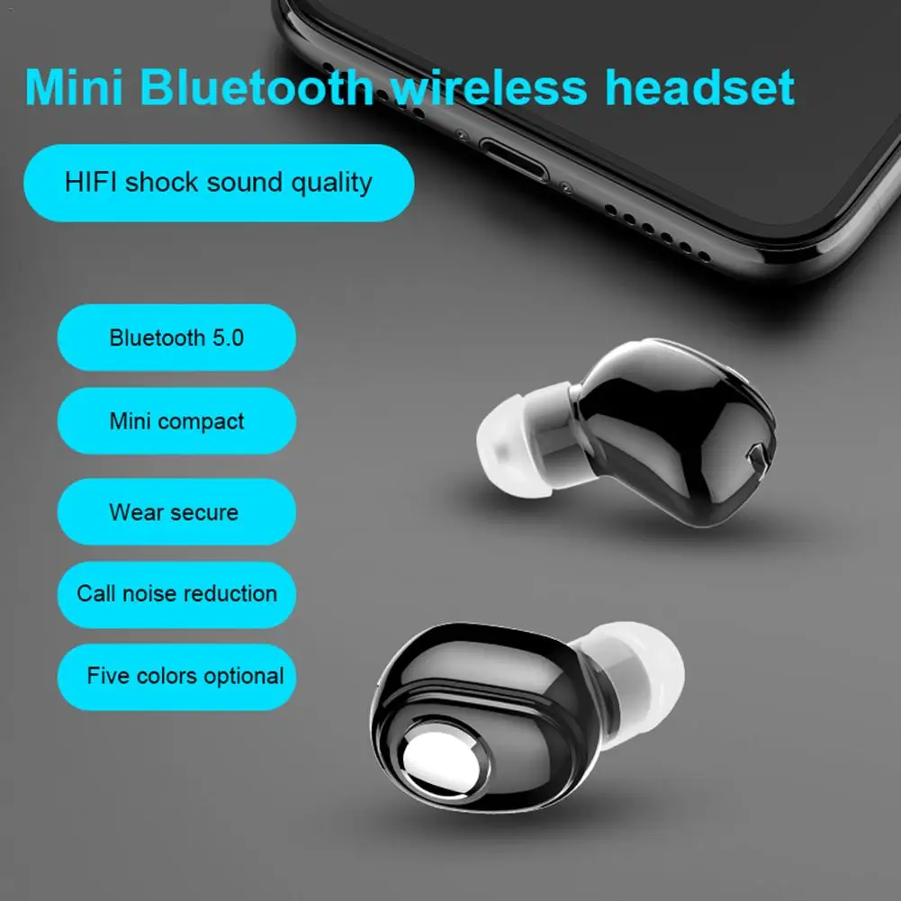 Мини-наушники-вкладыши Bluetooth 5,0, Hi-Fi Спортивная беспроводная гарнитура с микрофоном, наушники-вкладыши, стерео наушники для смартфонов