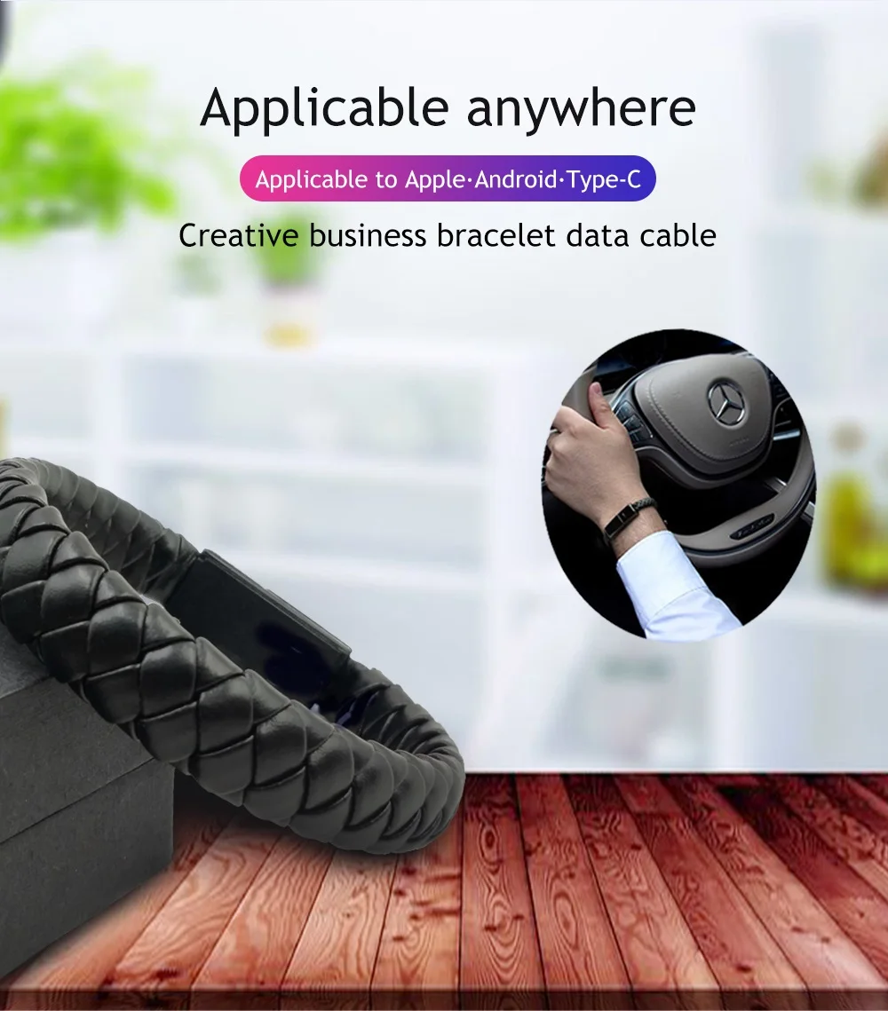 Открытый Портативный кожаный мини тип-c Micro USB браслет зарядное устройство данных зарядный кабель синхронизации Шнур для Android для samsung S9 S8