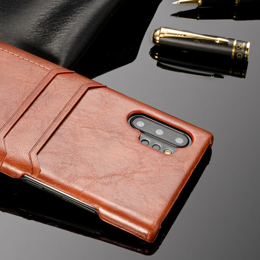 Чехол для держателя карты для samsung Galaxy Note 10 Plus Note10 Note10+ Coque роскошный кожаный тонкий кошелек ударопрочный жесткий чехол для задней панели etui