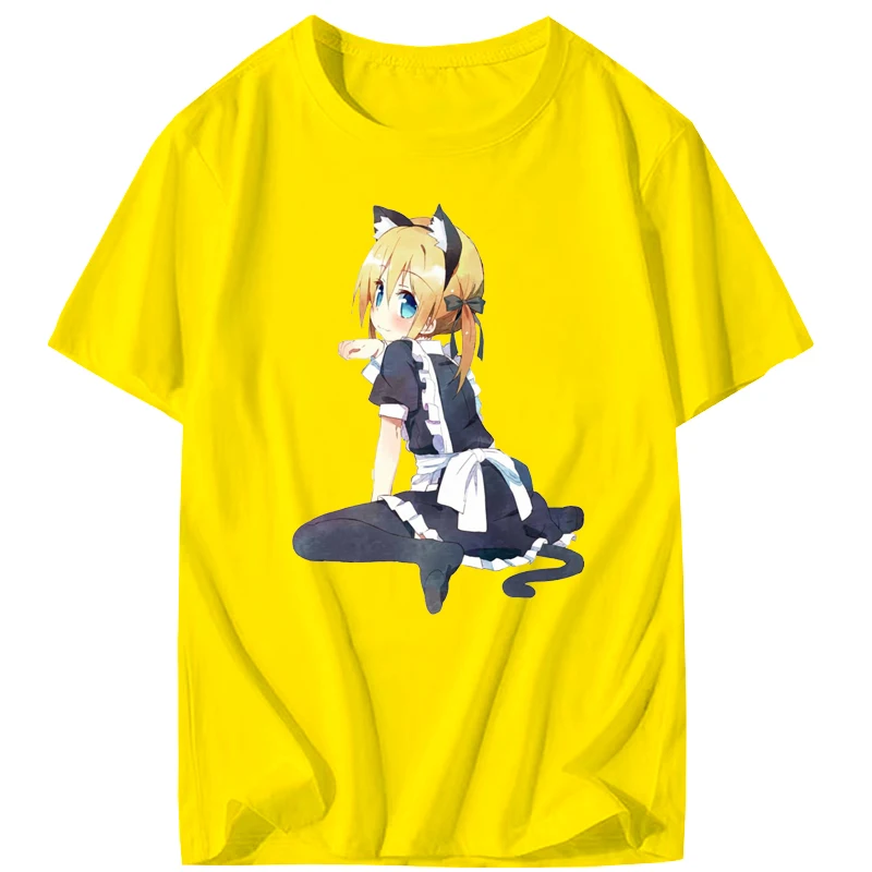 anime shirt Neko Waifu Ahegao Girl T-shirt otaku Senpai Nerdy comics Harajuku cat Japanese manga pop | Мужская одежда