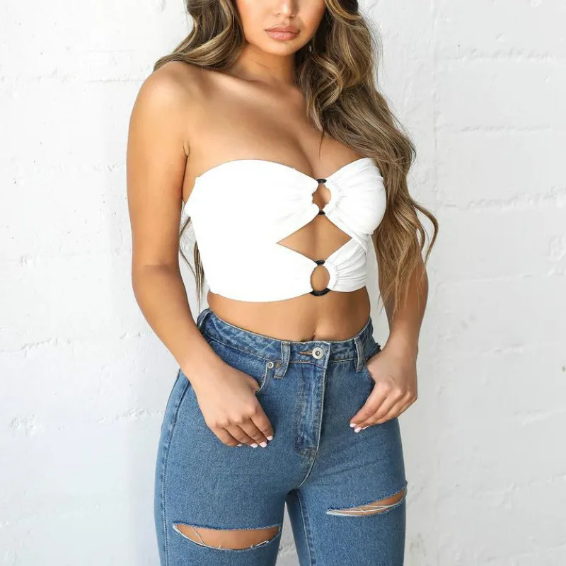 2019 женские Сексуальные облегающие топы белые с открытыми плечами без рукавов
