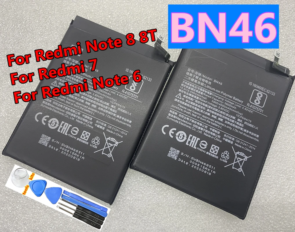 

Original Battery BN46 For Xiaomi Redmi Note8 Note 8T 8 Redmi 7 Redmi7 Note 6 Note6 Genuine Replacement Phone Batteries 4000mAh