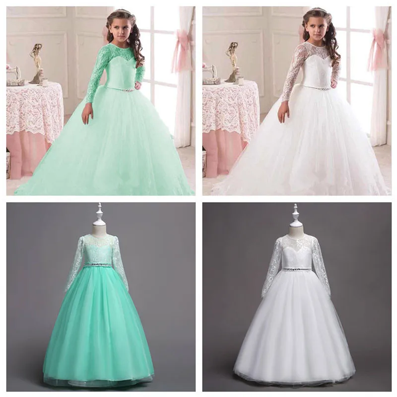 Детское Великолепное Кружевное платье для причастия Вечерние платья принцессы с