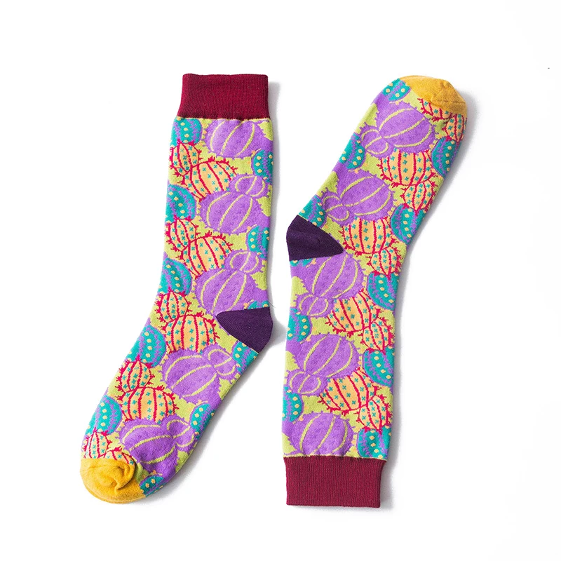 Женские новые модные носки с забавным принтом для пар длинные хлопковые девочек
