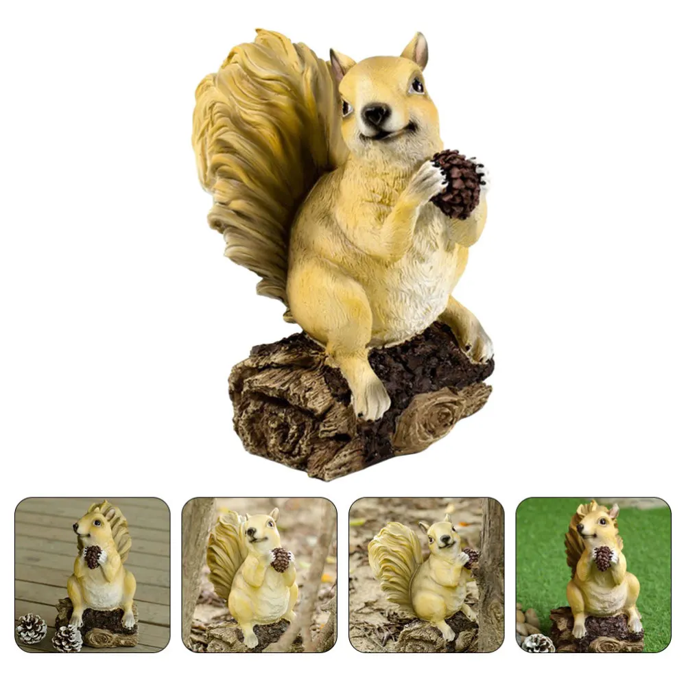 

1PC Lifelike Resin Squirrel Decor Vivid Park Courtyard Squirrel Ornament