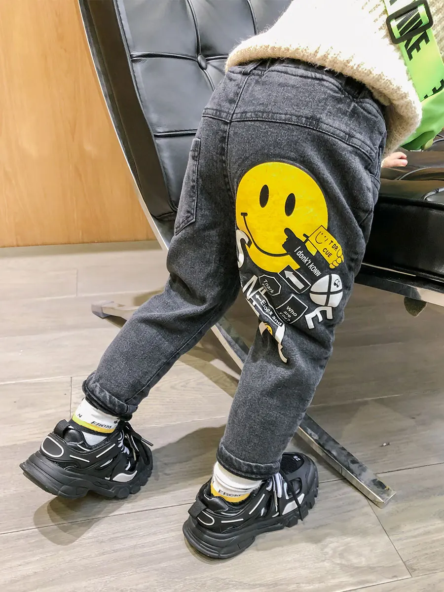 

Джинсы с героями мультфильмов для мальчиков, Новинка весна-осень 2021, джинсы для маленьких девочек, одежда для маленьких мальчиков, детская о...