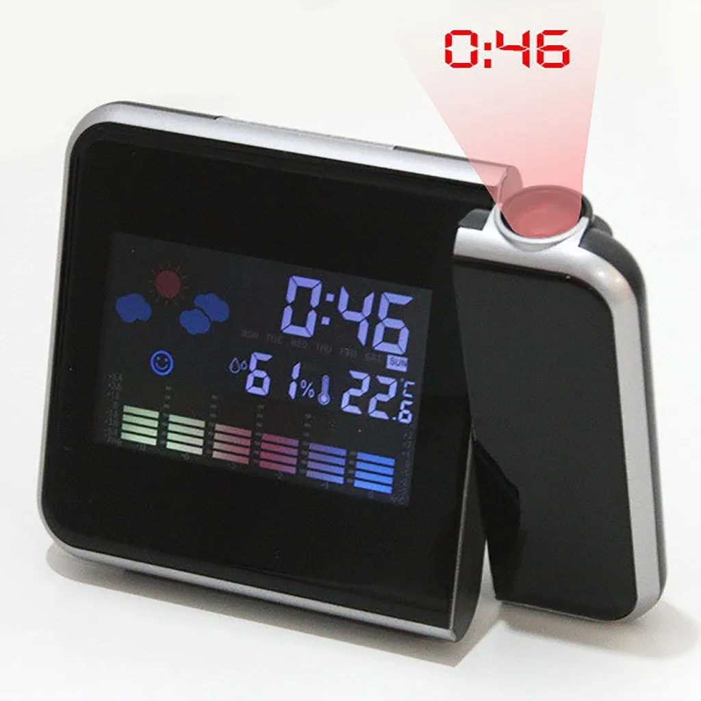 CARPRIE Projection Alarm Clock With Weather Station Thermometer Date Display USB Charger Snooze LED Digital | Электроника
