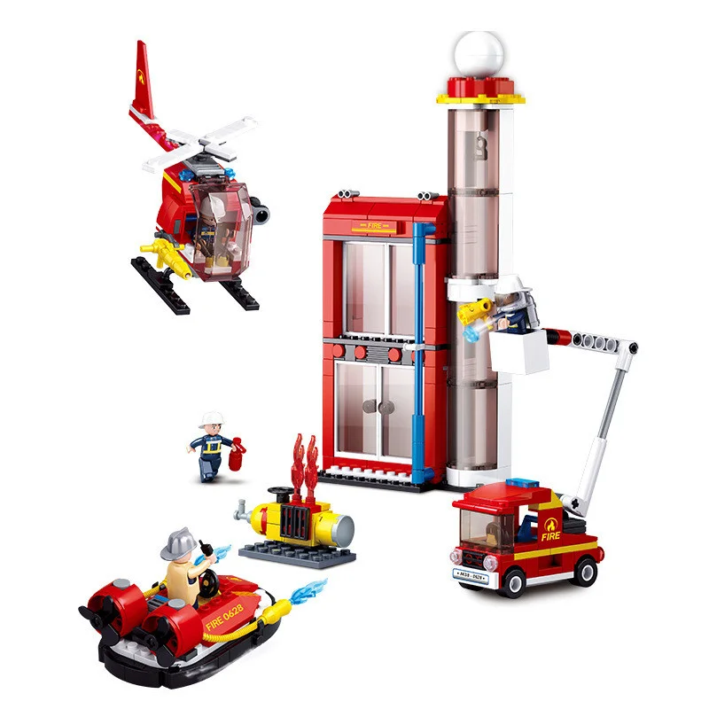 

425Pcs 0628 Fire Alarm Fire Training Building Assembled Model Boy Assembled Building Blocks Assembled Toy Gifts