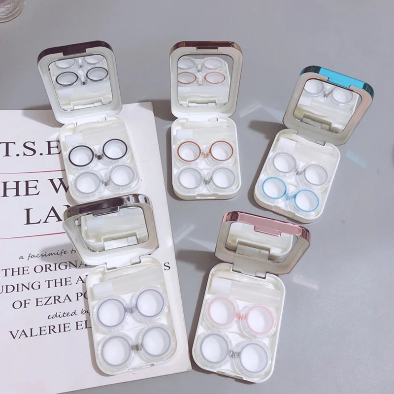 Зеркальный чехол для контактных линз с покрытием простая двойная коробка