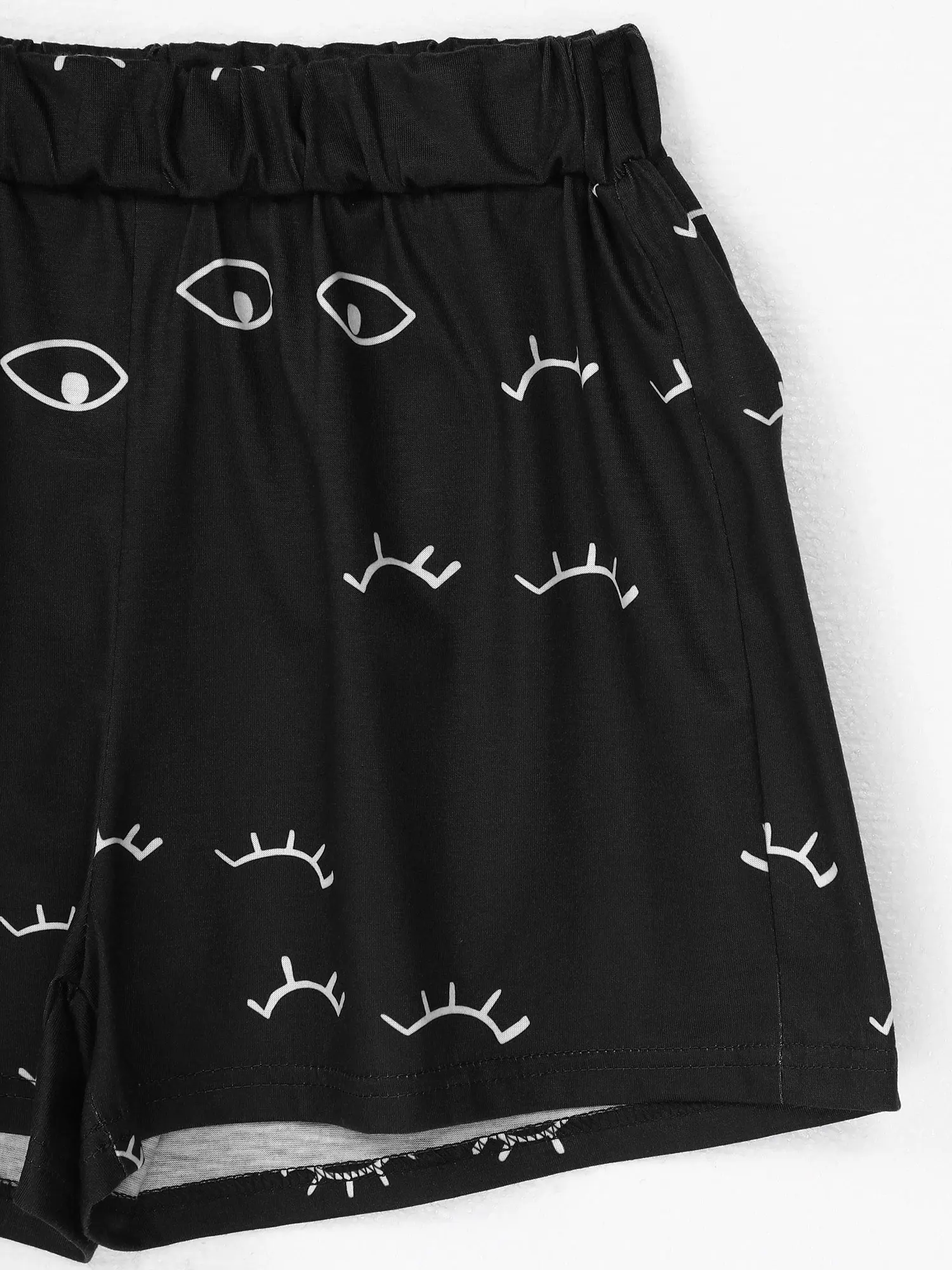 2Pcs Womens Cotton Short Pajama Set Cute Print Tee Top and Shorts Sleepwear Pjs Set