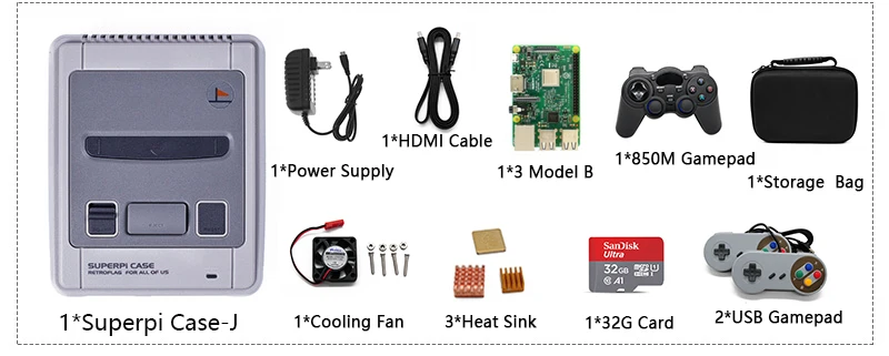 Hdmi-выход Retroflag SUPERPi чехол-J чехол с Raspberry Pi 3B видео игровая консоль Ретро игровая консоль и 15000+ игры