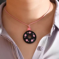 miracle ladybug necklace choker ladybug cat noir cosplay costume kids anime jewelry pink round pendant for girl woman fandom gif